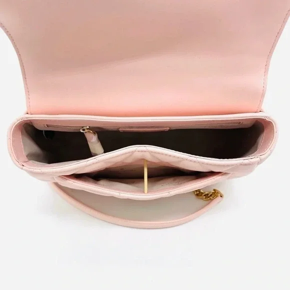 Kate Spade Carey Small Quilted Flap Shoulder Crossbody Bag Light Pink/Gold - Picture 8 of 10